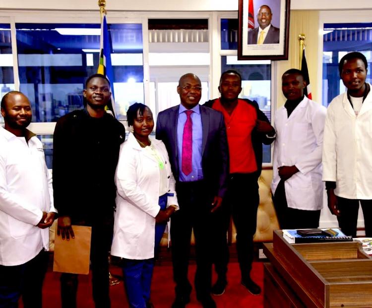 Principal Secretary Harry Kimtai during a meeting with medical interns to address their challenges